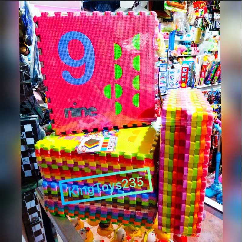 Karpet Pasang Busa Puzzle Angka Gambar dan Huruf isi 10pcs 30x30 Evamat Susun Evamats