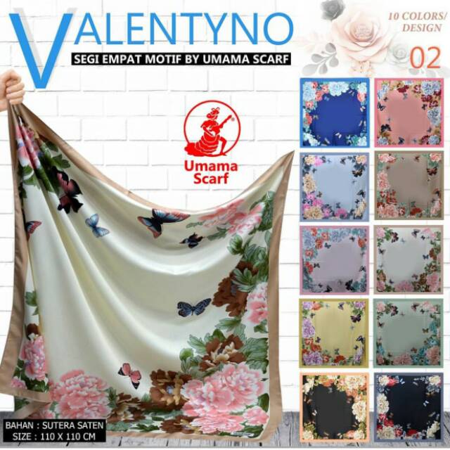 Kerudung segi empat motif bunga