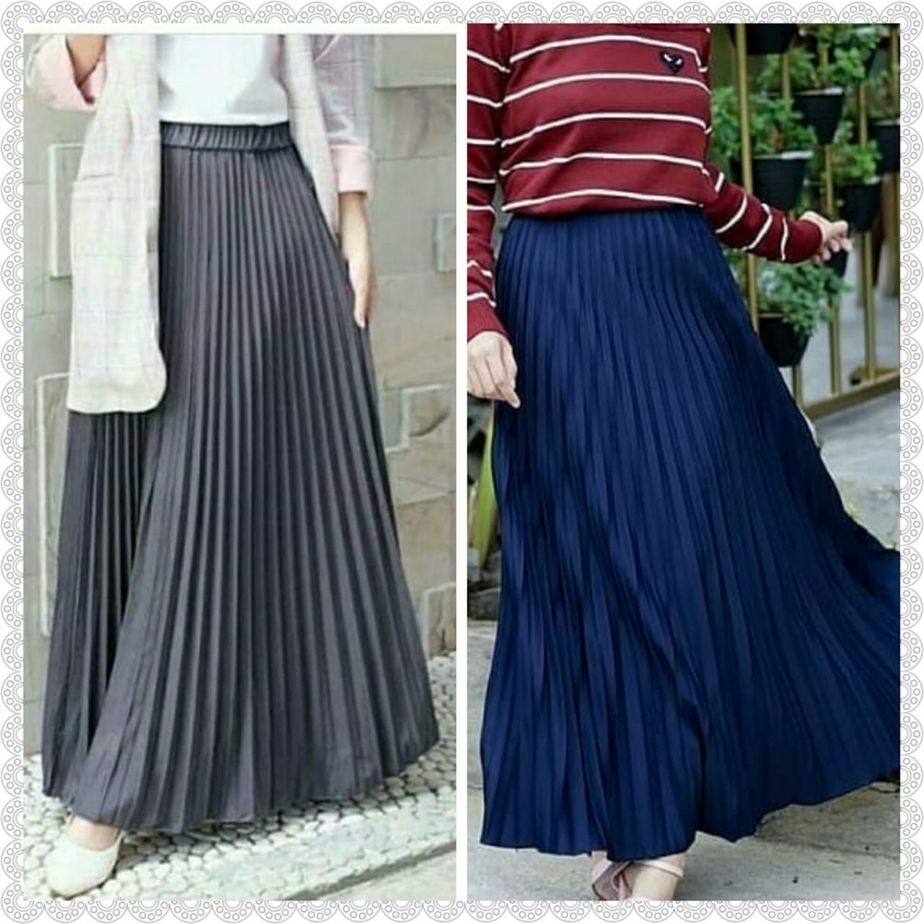  Rok  Plisket  Panjang Rok  Prisket Pinggang Kerut Shopee 