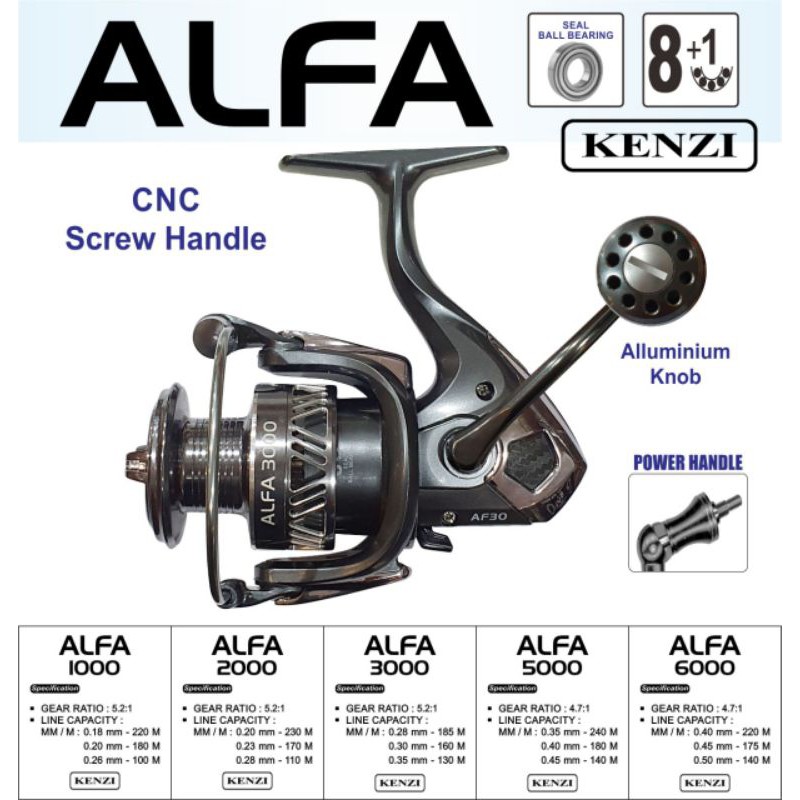 Alat Pancing/Rel Kenzi ALFA power Handle