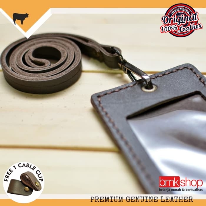 

Hot Sale Id Card Kulit Asli, Name Tag Card Holder Leather Goods Dark Brown Limited