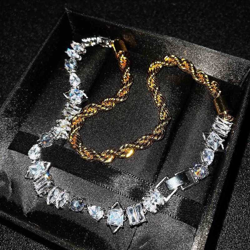 Fashion Creative Two-Color Electroplating Necklace High Carbon Diamond Heavy Industry Bracelet