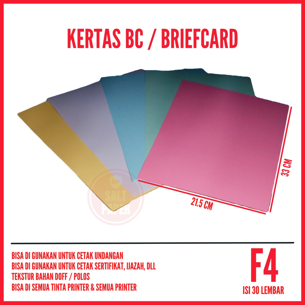 

Kertas BC F4 160 gsm isi 30 lembar / Kertas Brief Card F4