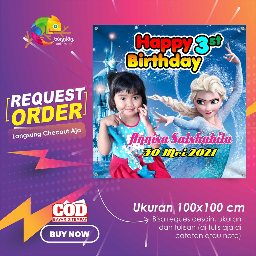 Spanduk Banner Ulang Tahun Termurah Tema Frozen