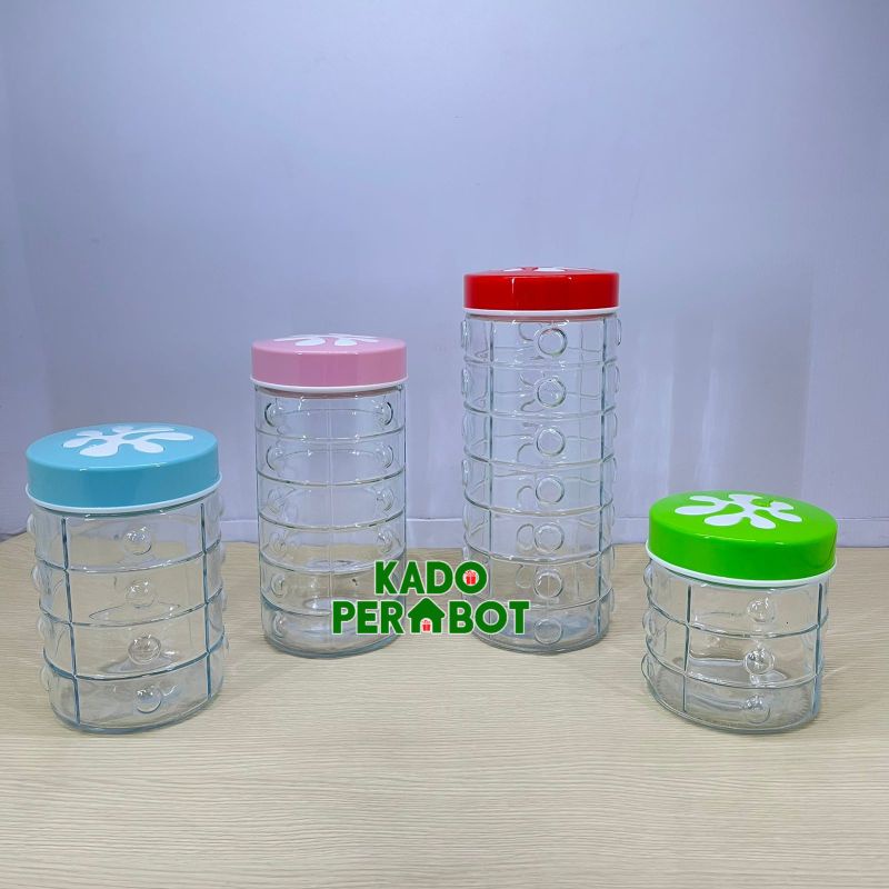 toples lebaran kaca - toples kaca cantik-toples canister set isi 4 pcs