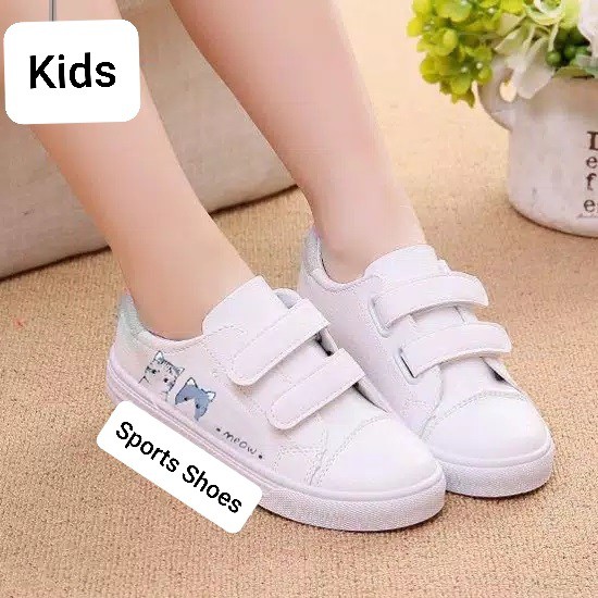 dnd Sepatu Anak Sneaker Prepet Meow Putih Abu Murah Lucu
