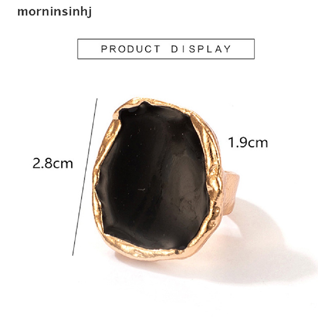 Mor Cincin Gaya Gothic Bohemia Hias Batu Hitam Besar Untuk Priawanita