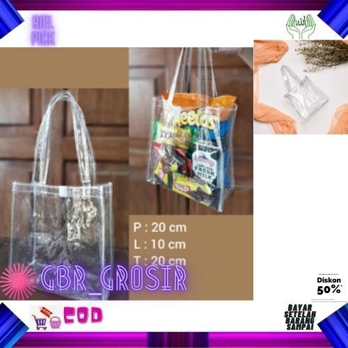 010 Tas Mika PVC Polos Goodiebag Hampers Souvenir Ulang Tahun Transparant Bening Murah