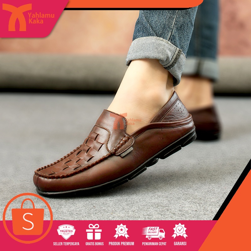 YLK x TORTILLA - Sepatu Pantofel Loafer Slip On Formal Pria Tanpa Tali Bahan Kulit Sapi - Sepatu Fan