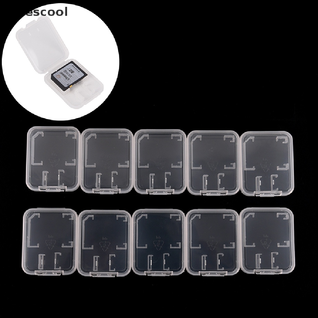 Yescool 10pcs TF MiC SDHC Micro SD memory card hard plastic box case white transparent .