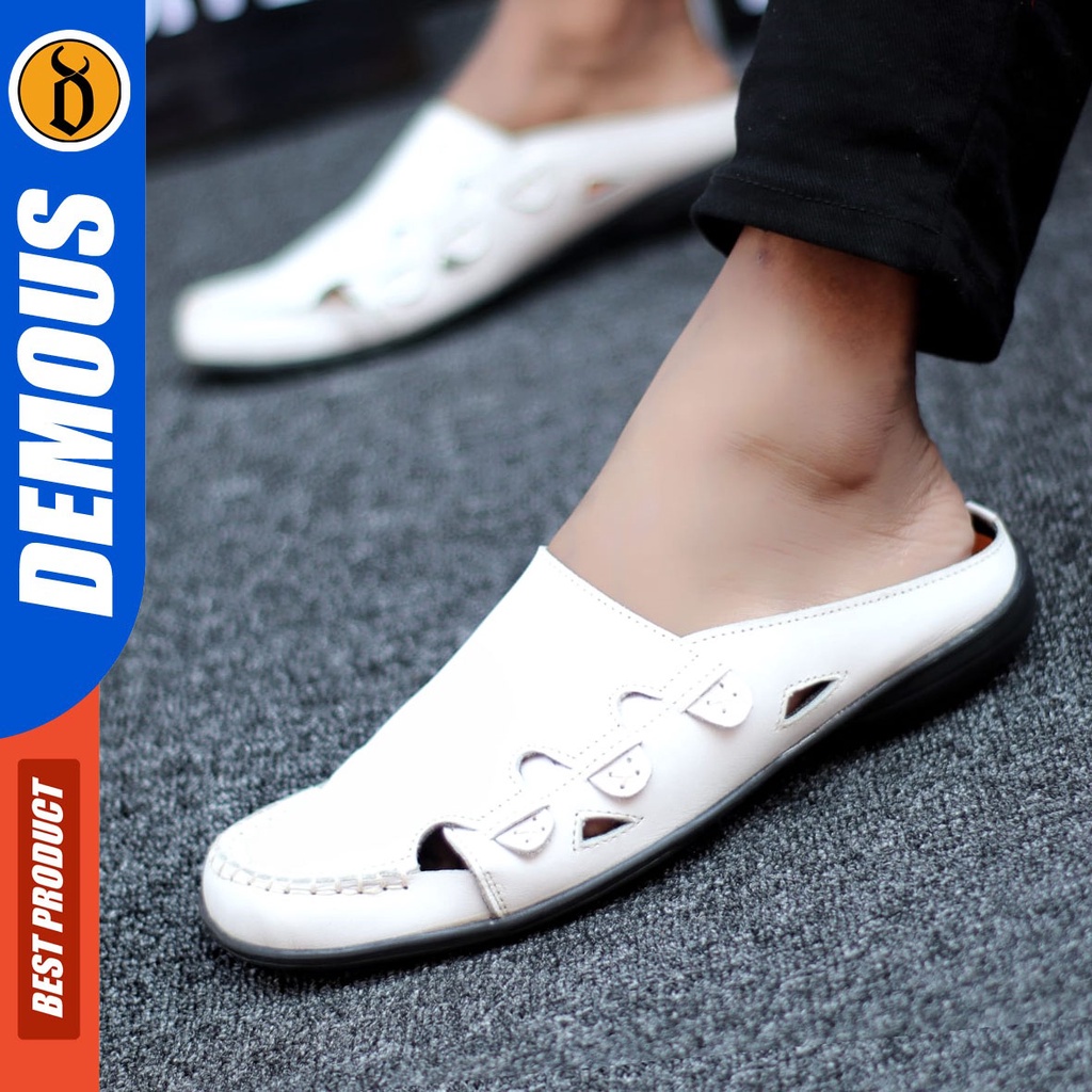 DEMOUS Picolo - Sepatu Sandal Bustong Pria Casual Kulit Asli