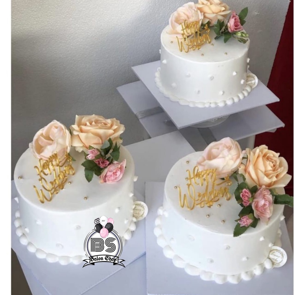 CAKE TOPPER HAPPY WEDDING / HIASAN KUE NIKAH TULISAN HAPPY WEDDING