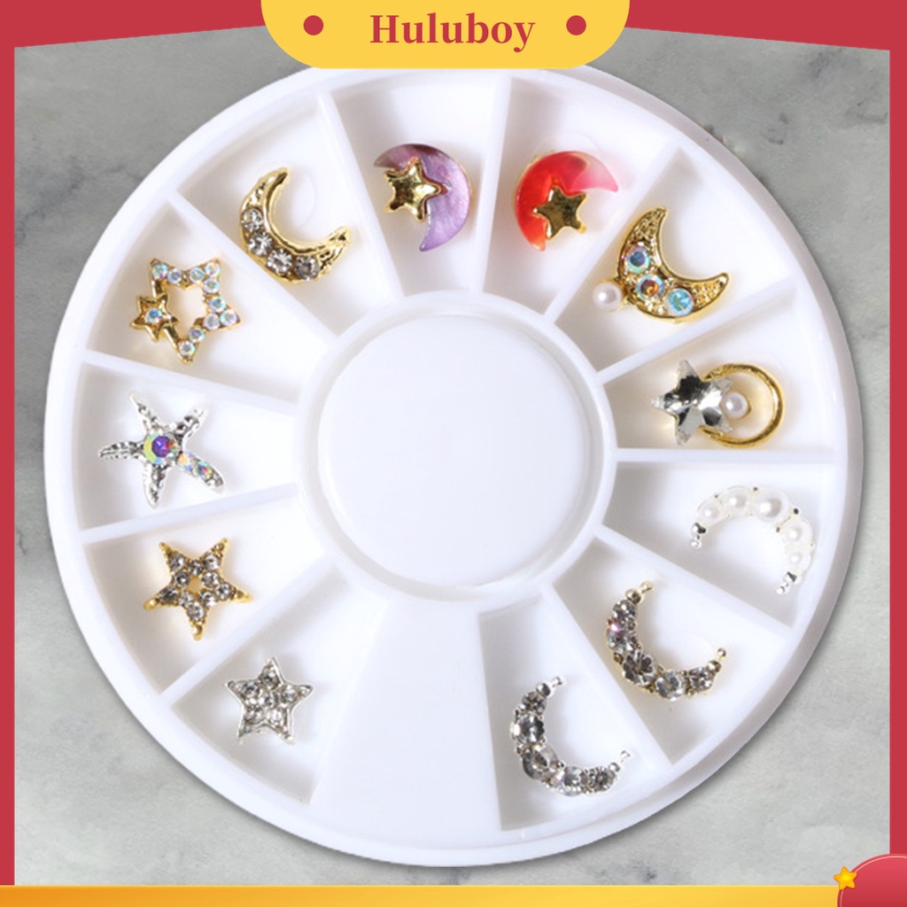 Huluboy Huluboy♡ 1 Kotak Berlian Imitasi 3D Bahan Alloy Untuk Dekorasi Nail Art