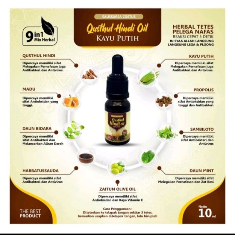 Qusthul Hindi Oil untuk melegakan pernapasan