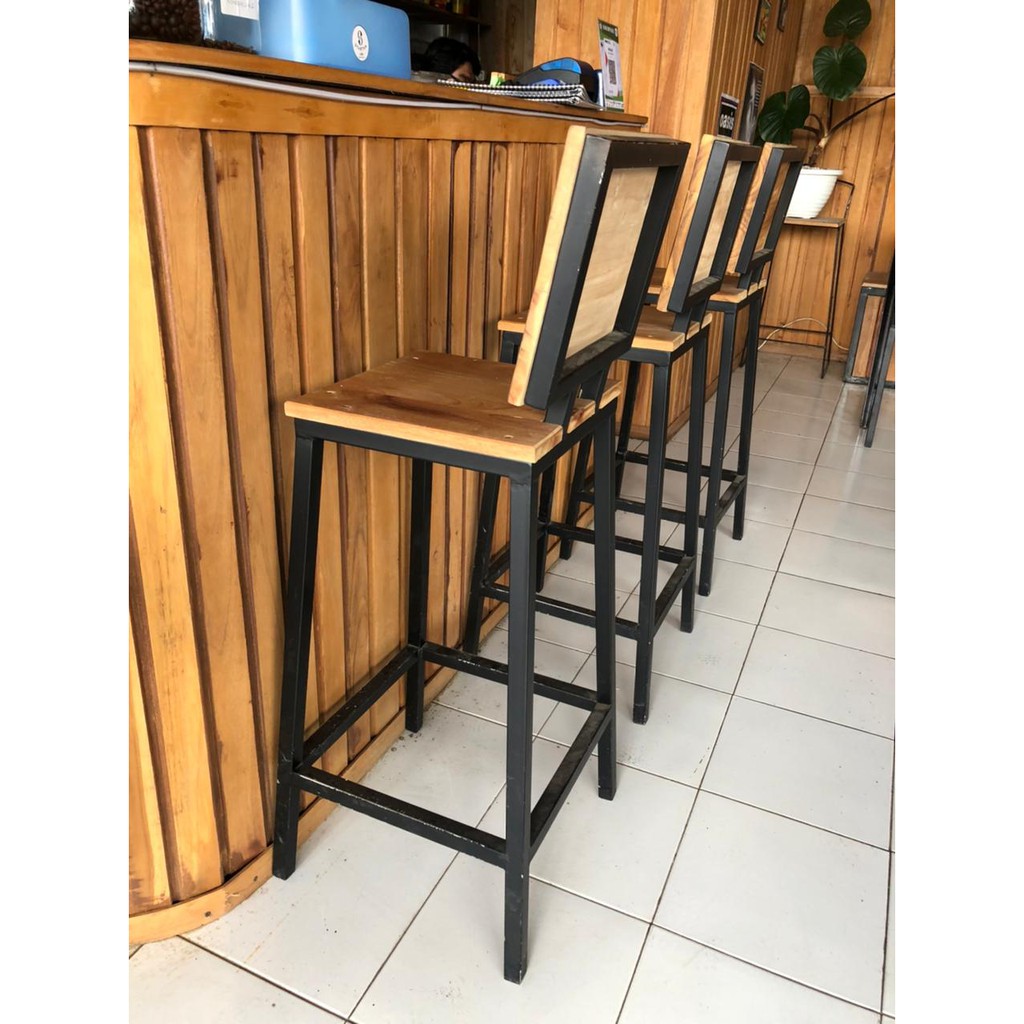 Kursi Bar Cafe Minimalis Kayu Besi