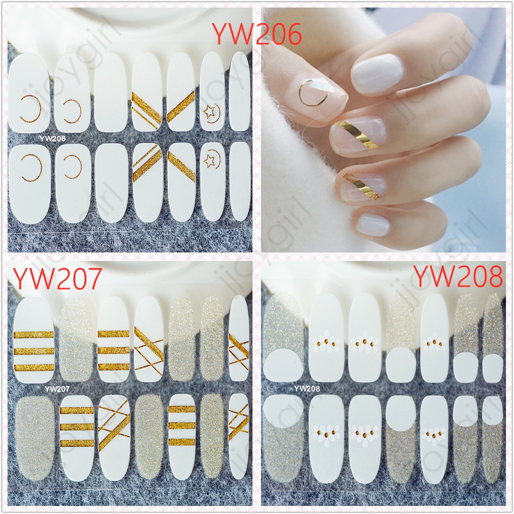 YW Motif Sticker Kuku Stiker Glitter Sticker Kuku Marble Cartoon Nail 14PCS / sheet Nail Sticker