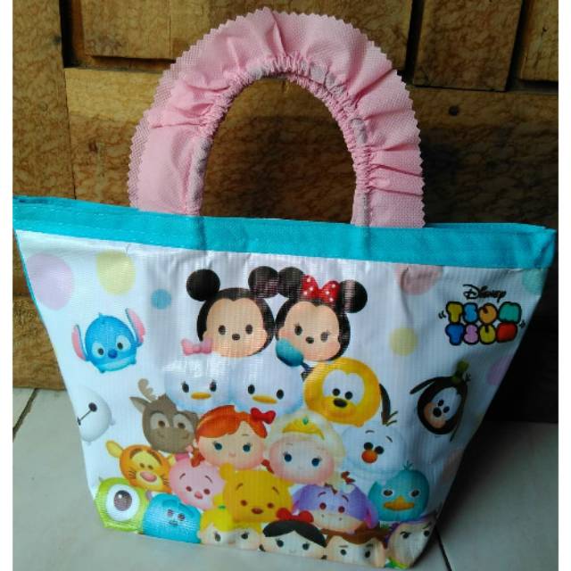 

TAS SOUVENIR KARAKTER KARTUN TSUM TSUM PEGANGAN RENDA, TAS KADO BINGKISAN SNACK ULTAH ANAK TERMURAH