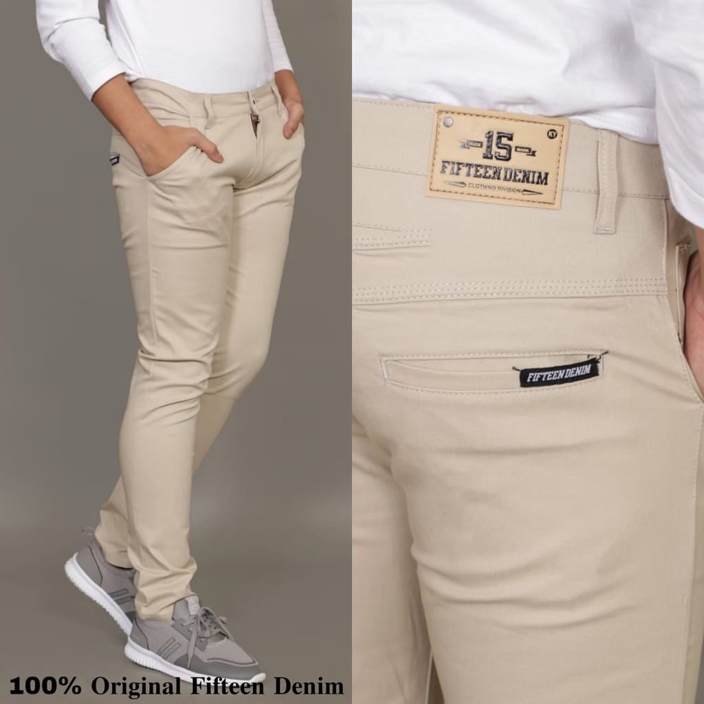 Celana Chino Cowok Panjang Slim Fit Katun Strecth  Premium