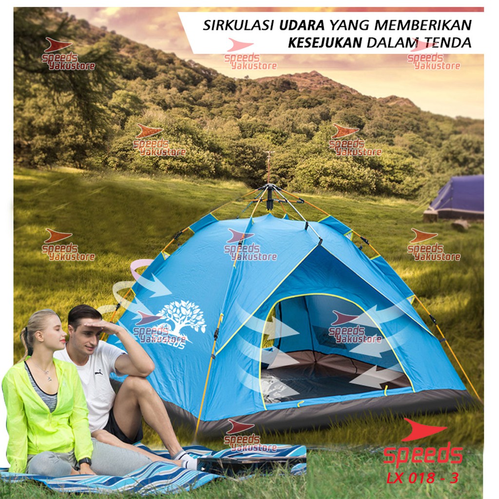 Tenda Camping Tenda Kemah Speeds 2 Orang Lipat Portable 