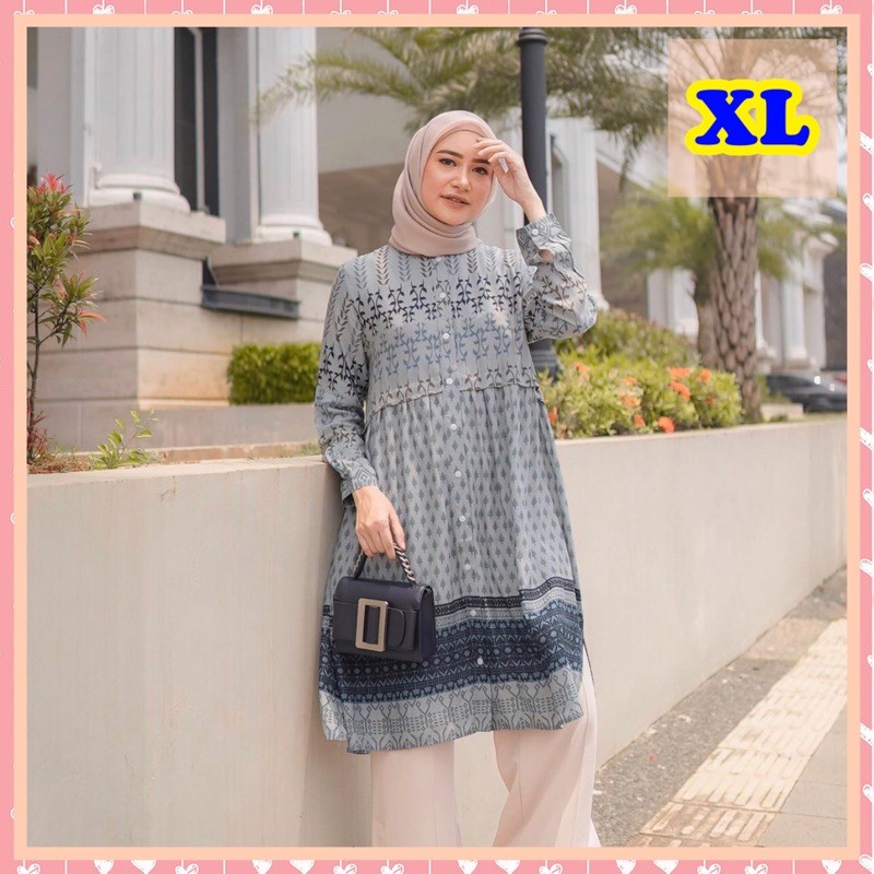 (BOOKED) HAFSA TUNIK HEAVEN LIGHTS BLUE (XL)