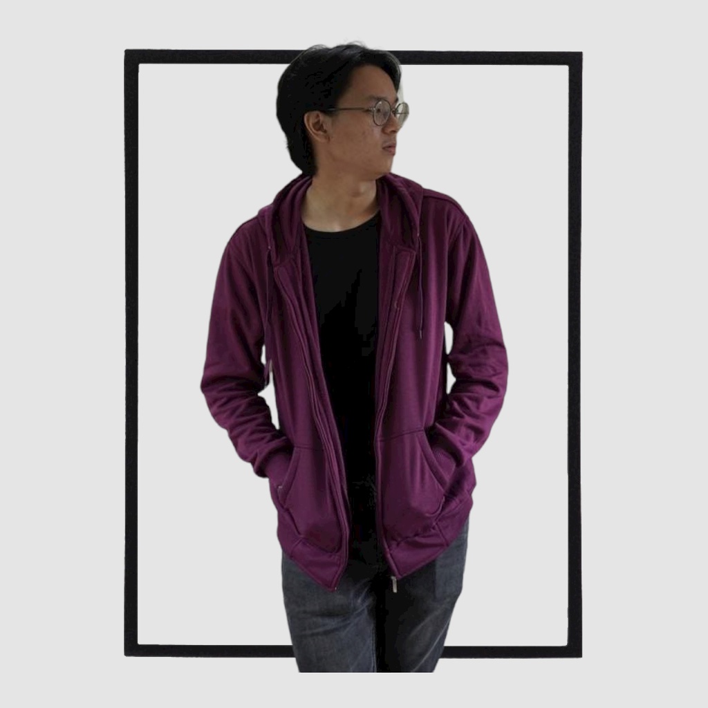 SWEATER_ID Hoodie Zipper Burgundy Polos Pria Wanita Unisex Fleece Tebal Premium