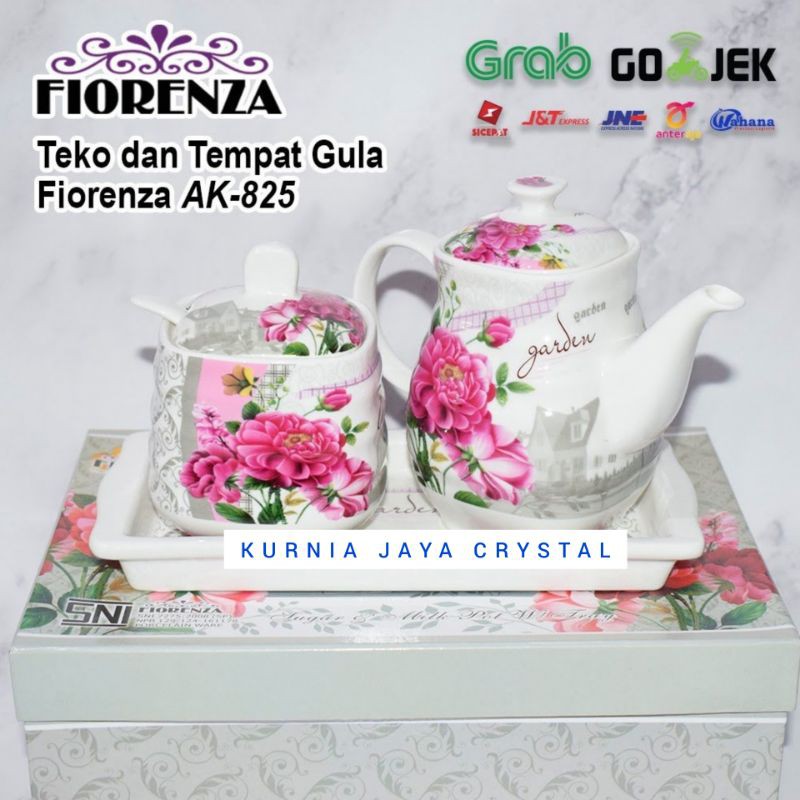 Teko dan Tempat Gula Keramik Fiorenza Set 3/