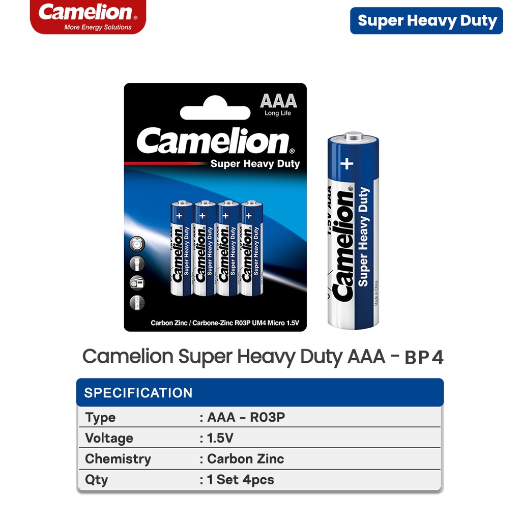 Camelion Baterai Super Heavy Duty Battery Batre Batere AAA A3 Isi 4 PC