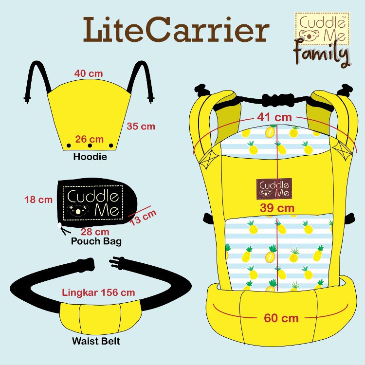 Cuddle Me Lite Carrier SSC 2in1 SOLID POLOS Gendongan Bayi Ransel Cuddleme LiteCarrier M-shape M Shape Ergonomis