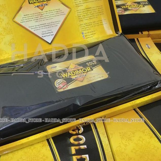 ✱ SARUNG WADIMOR POLOS HITAM NON TUMPAL - GOLD | ASLI 100% | WADIMOR HITAM PUTIH ➤