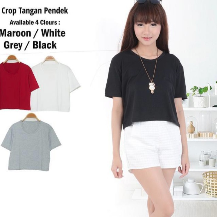 A1413 - Stok - Baju Pky Kaos Crop Lengan Pendek Sale 