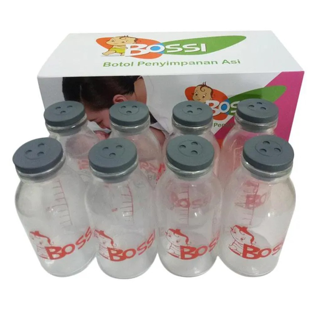 BOSSI Botol Asi Kaca 100 ml Isi 8pcs Botol Penyimpanan ASI