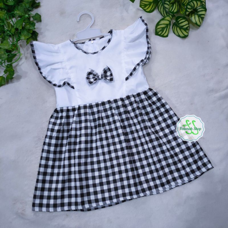 Dress Anak 1 2 tahun anime motif kotak jepang baju  anak cewek perempuan unik ( dress anime kotak)