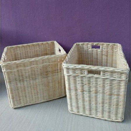 Keranjang rotan persegi kotak murah penyimpanan besar laci 35x30x30 cm