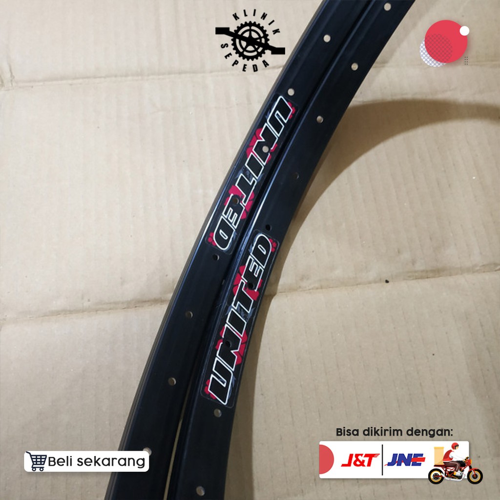 Rim Velg MTB 24 36H Alloy Hitam United Komponen Sepeda Perlengkapan Sepeda - New