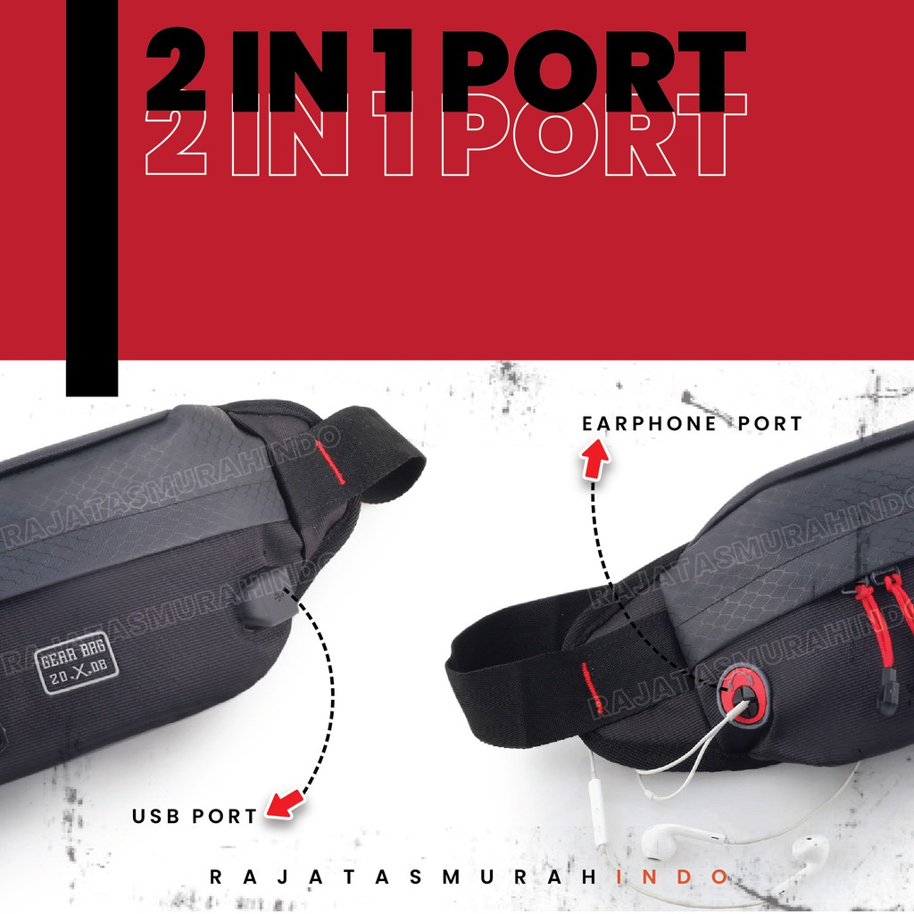 Waist Bag 2 in 1 PORT Gear Bag 13109 NEW TERRA  + FREE USB EXTENTIONS CABLE Waistbag