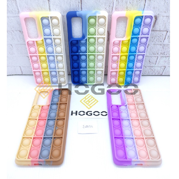 HOGOO SILICONE CASE POP IT SAMSUNG S20FE- CASE PENGHILANG STRESS PUSH IT BUBBLE CASE RAINBOW