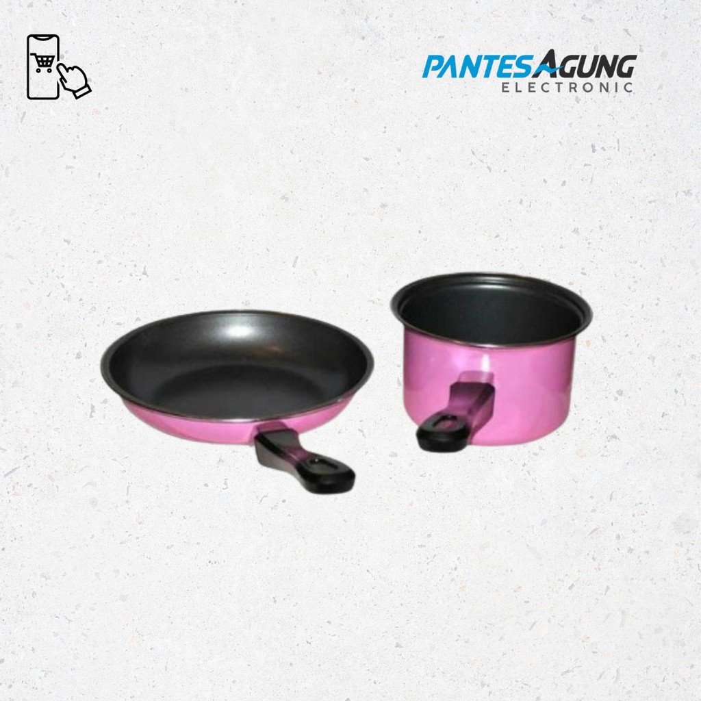 Teflon Set anti lengket Pastela/Evilus  - Milk Pan 14cm + Fry Pan 20cm - Paket Panci dan Wajan Murah