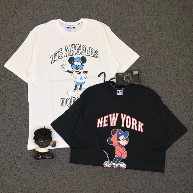Kaos New Era Yankees New York Los Angeles Mickey Mouse Printed Basic