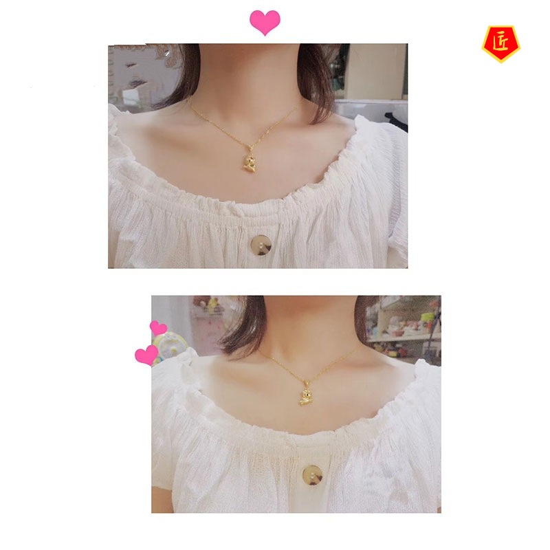 [Ready Stock]Love Unicorn Pendant 3D Golden Dreamy Cute Pegasus Necklace for Women