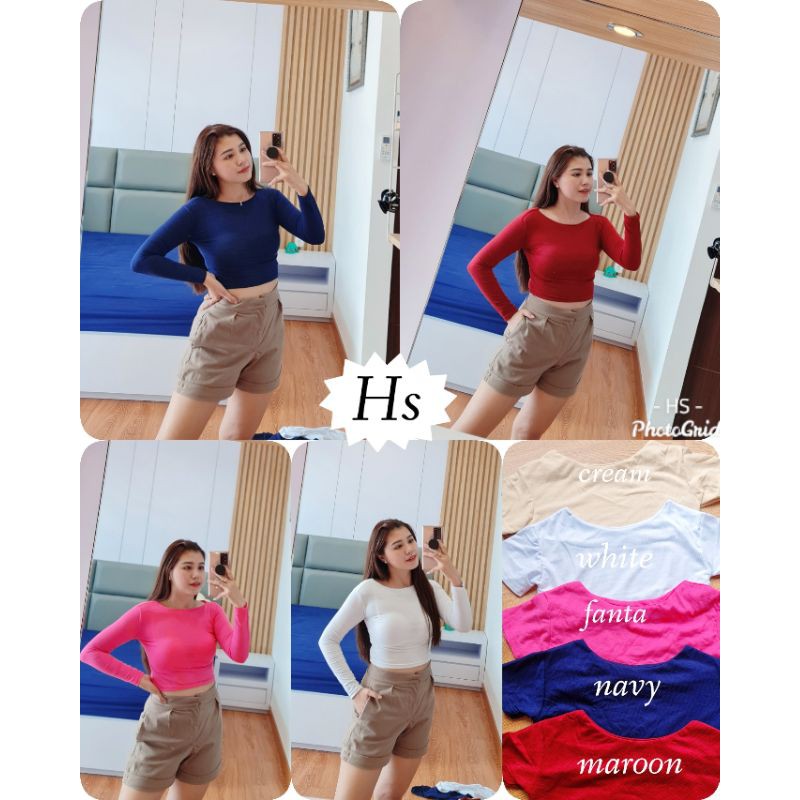 YENNI CROP BASIC PJG/CROP BASIC TANGAN PANJANG/CROP KOREAN