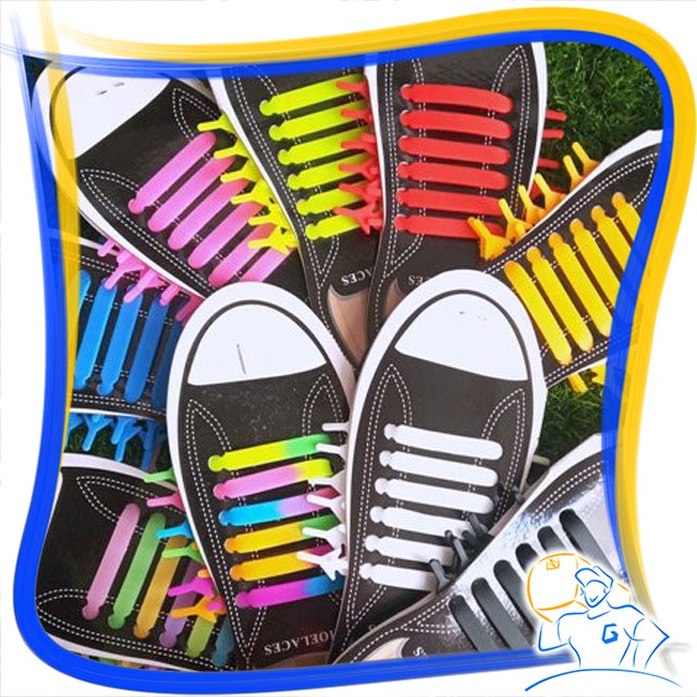 Tali Sepatu Elastis Tanpa Ikat Isi 16pcs Premium Tali Sepatu Casual Sport Shoe Laces Karet Shoelace Silicone