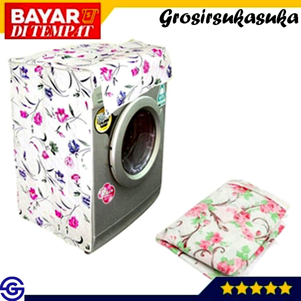 Bahan Satin Tebal Cover Mesin Cuci 8kg ke bawah Frontloading 1 Tabung Buka Depan