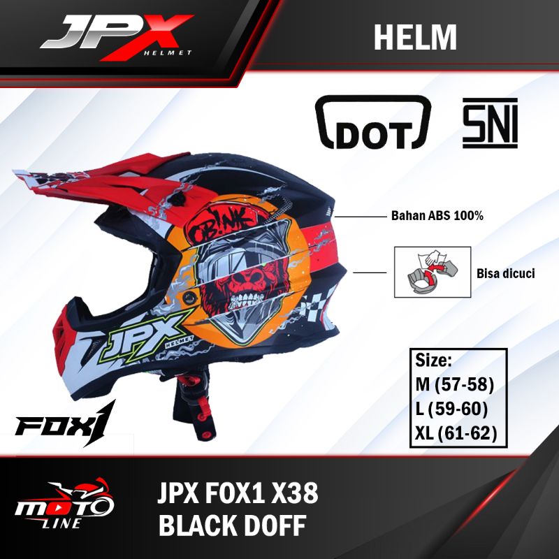 helm jpx cross full face fox 1 x38 black doff