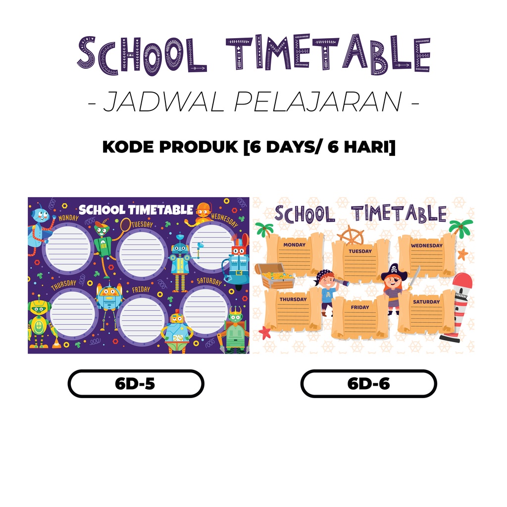 Shool Timetable/ Jadwal Pelajaran Sekolah, Kuliah Anti Air &amp; Sobek, Tinggal Tempel (GRATIS SPIDOL)