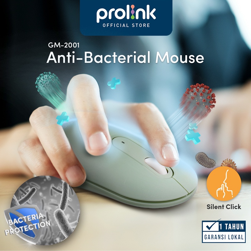 Prolink MACA Wireless Mouse Anti Bacterial Silent Click 1600DPI GM2001 MOUSE WIRELESS