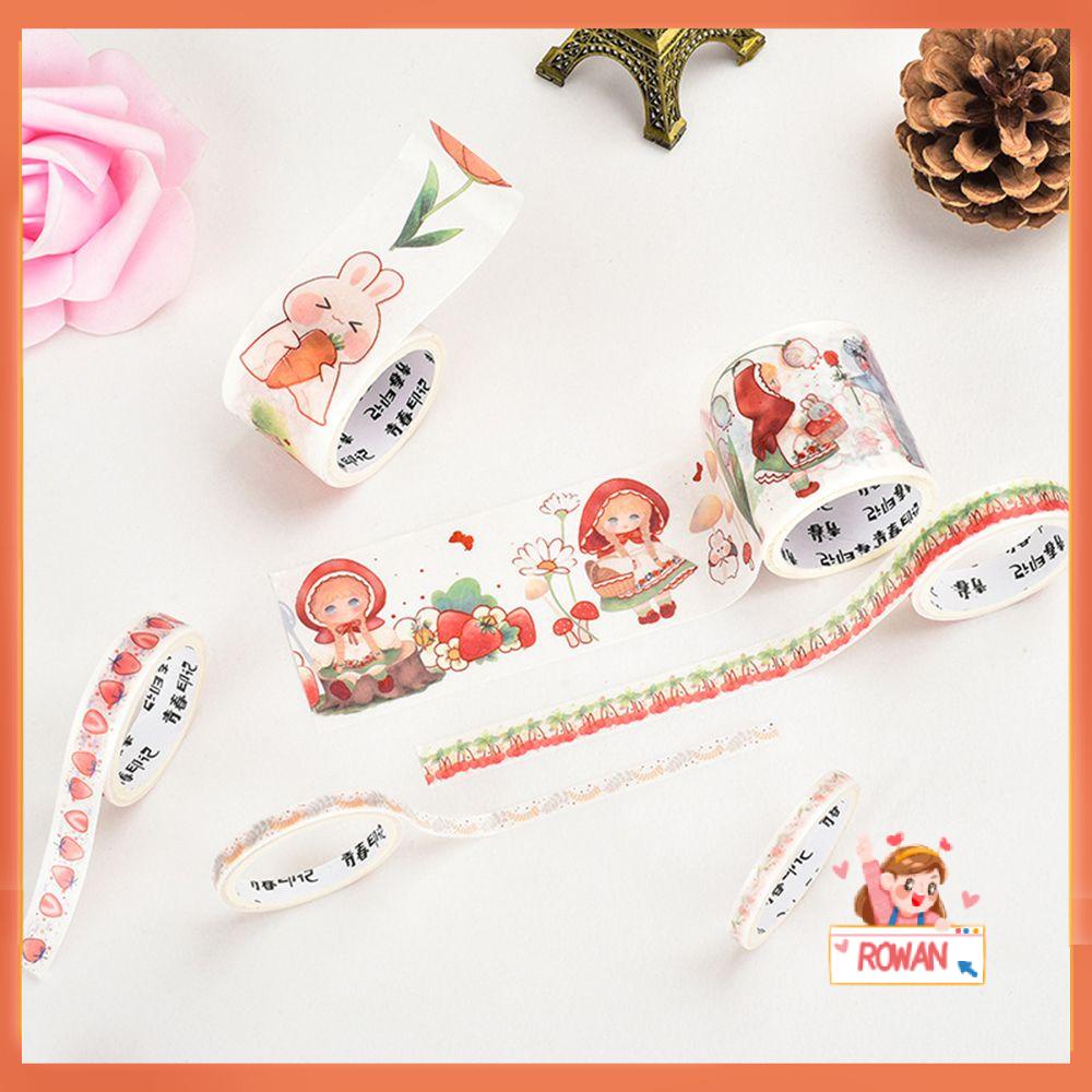 R-flower 6 Rol / Set Tape / Selotip Washi Motif Bunga / Hati Untuk Dekorasi Scrapbook DIY