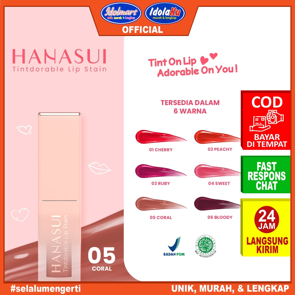 IDOLAKU Hanasui Tint Lip Stain 05 Coral