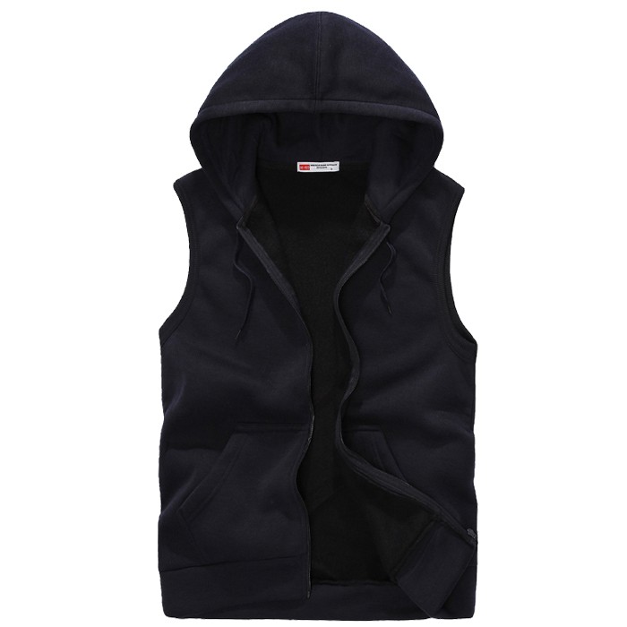 Jaket Rompi Hoodie Zipper Anak Anak Polos - Hitam