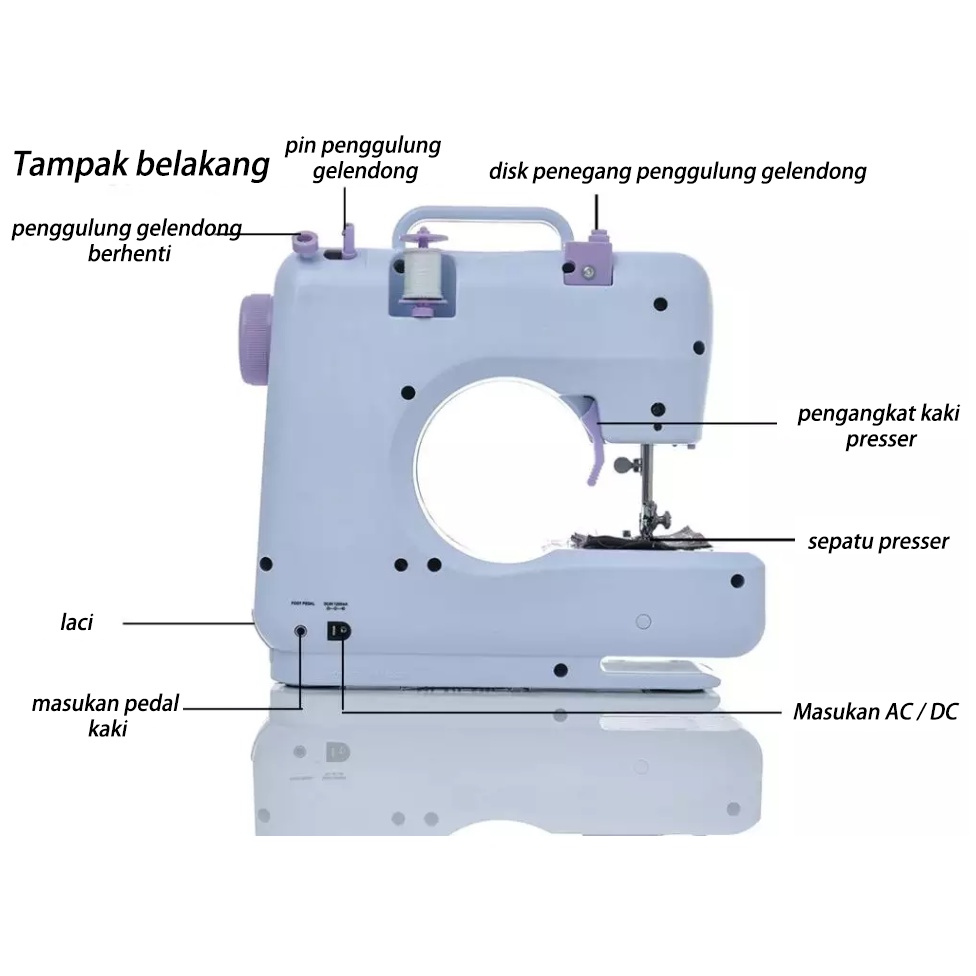 Mini 12 Jahitan Mesin Jahit + Meja Kerja Rumah Tangga Multifungsi Ganda Benang dan Gratis-Lengan Kerajinan Mending LED