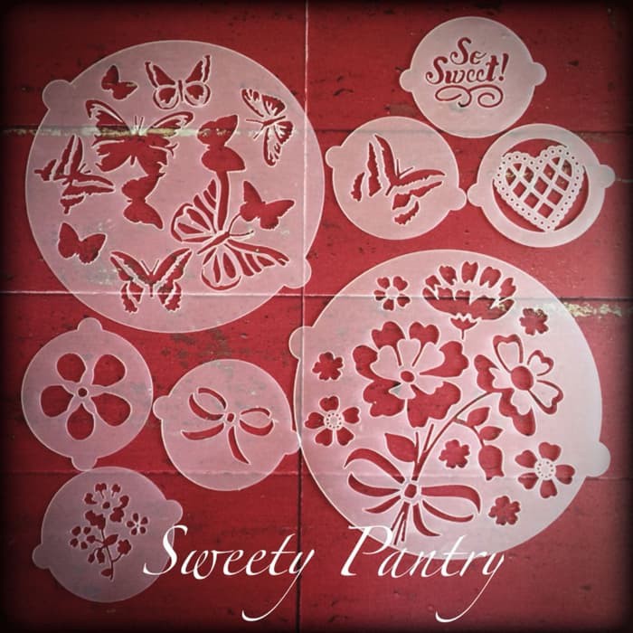 

stensil kue / cake stencil / alat hias kue model bulat set 8